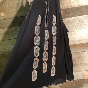 Joie Women's Embroidered Racerback Caviar Top